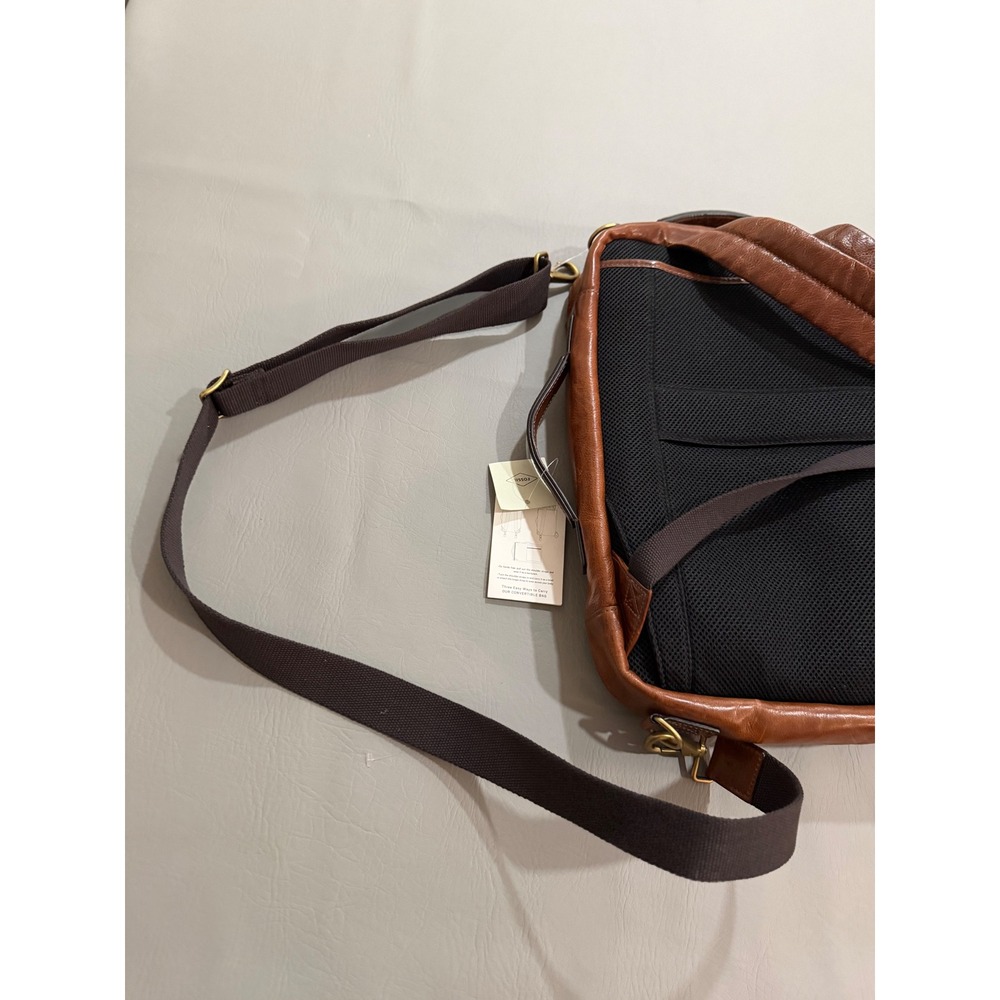 Fossil Buckner Convertible Backpack Briefcase Mens Cognac Leather NWT MBG9520222 - Picture 4 of 16